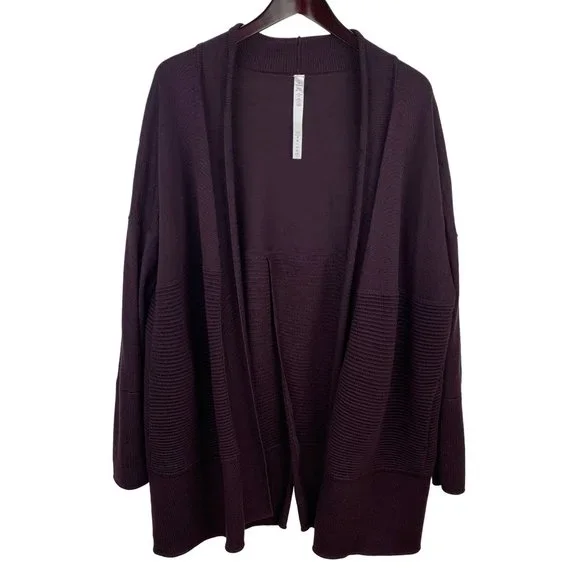 Lululemon Merino Wool Sit In Lotus Wrap ll Sweater Size 12 Heathered Plum - Picture 3 of 12